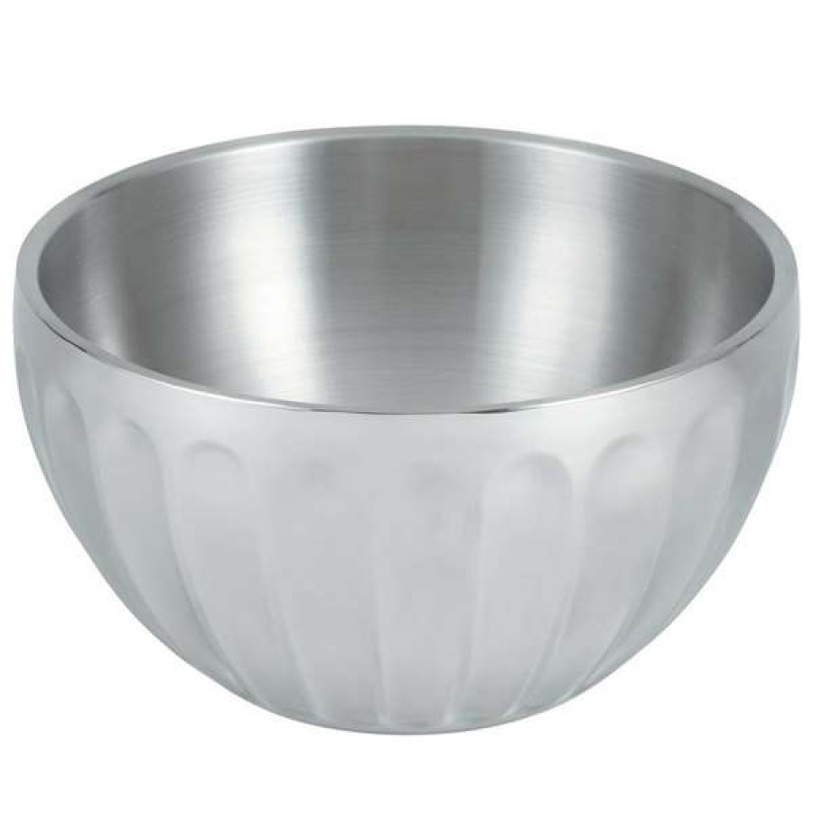 Metal Bowls * Vollrath 47688 Fluted Double Wall Round 6.9 Qt. Serving Bowl