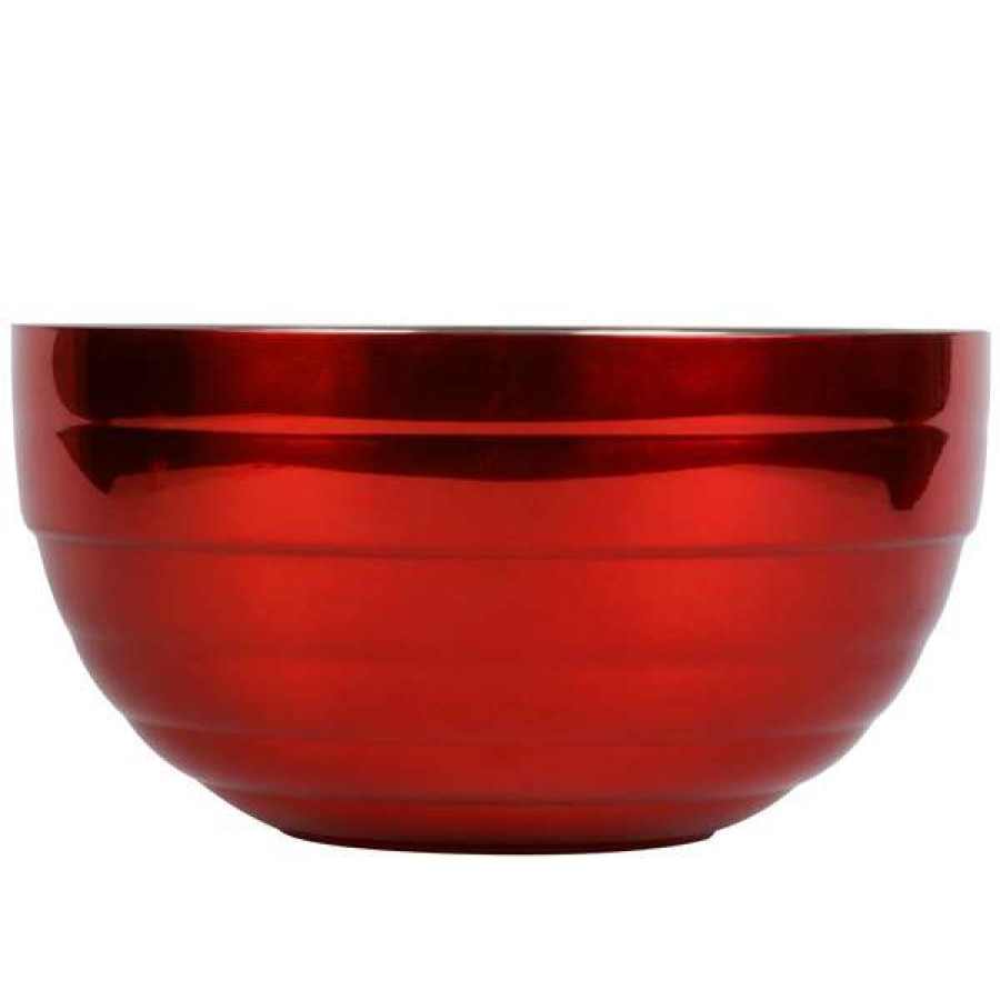 Metal Bowls * Vollrath 4659055 Double Wall Round Beehive 1.7 Qt. Serving Bowl Fire Engine Red