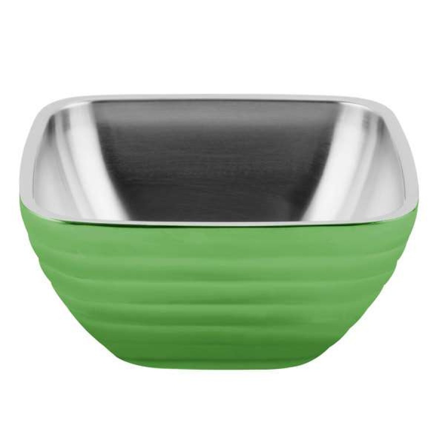 Metal Bowls * Vollrath 4763435 Double Wall Square Beehive 3.2 Qt. Serving Bowl Green Apple