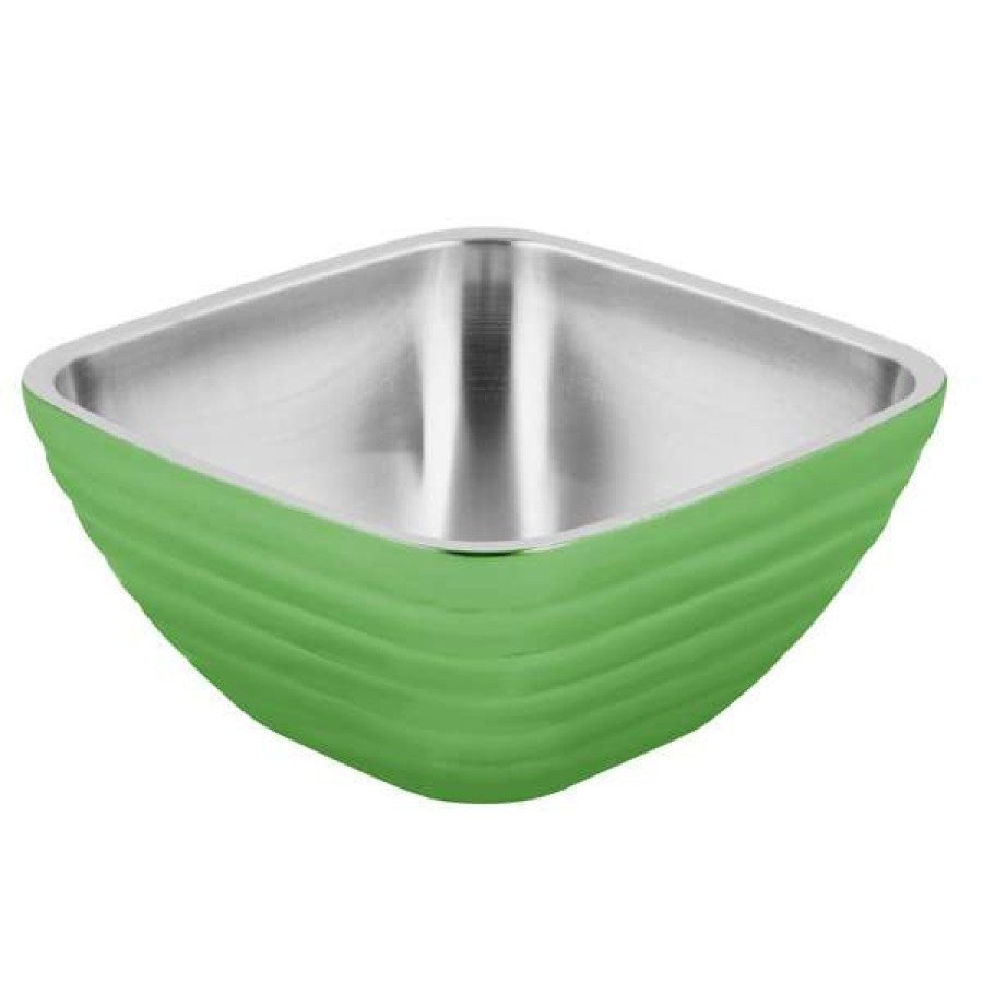 Metal Bowls * Vollrath 4763535 Double Wall Square Beehive 5.2 Qt. Serving Bowl Green Apple