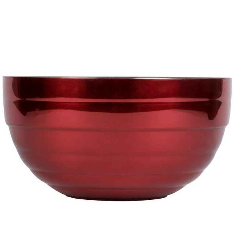 Metal Bowls * Vollrath 4659115 Double Wall Round Beehive 3.4 Qt. Serving Bowl Dazzle Red