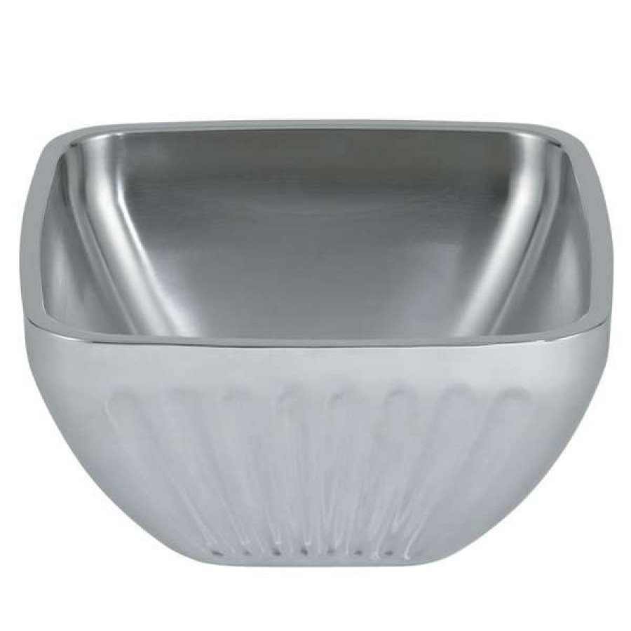 Metal Bowls * Vollrath 47684 Fluted Double Wall Square 8.2 Qt. Serving Bowl