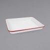 Enamelware * Crow Canyon Home V190Red Vintage 11 1/4 X 8 3/4 White Rectangular Enamelware Tray With Red Rolled Rim