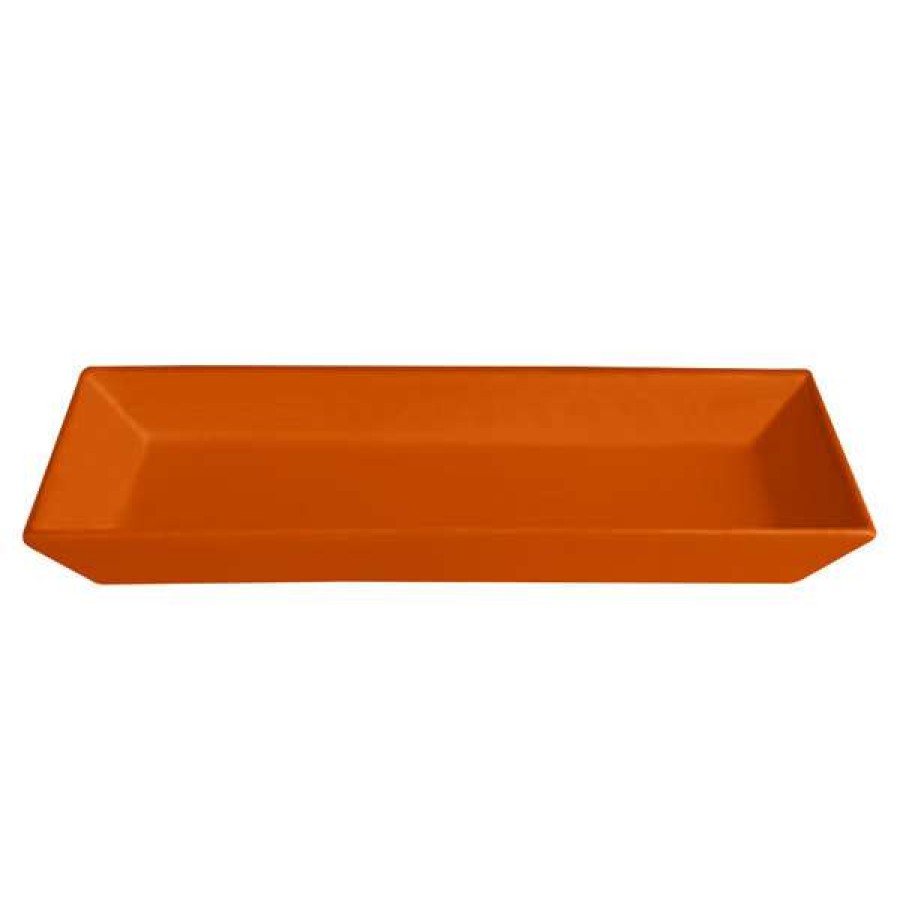 Metal Serving And Display Platters / Trays * Get Enterprises G.E.T. Enterprises Buds13Tg Bugambilia 17 X 8 1/8 Classic Textured Finish Tangerine Resin-Coated Aluminum Medium Deep Rectangular Platter