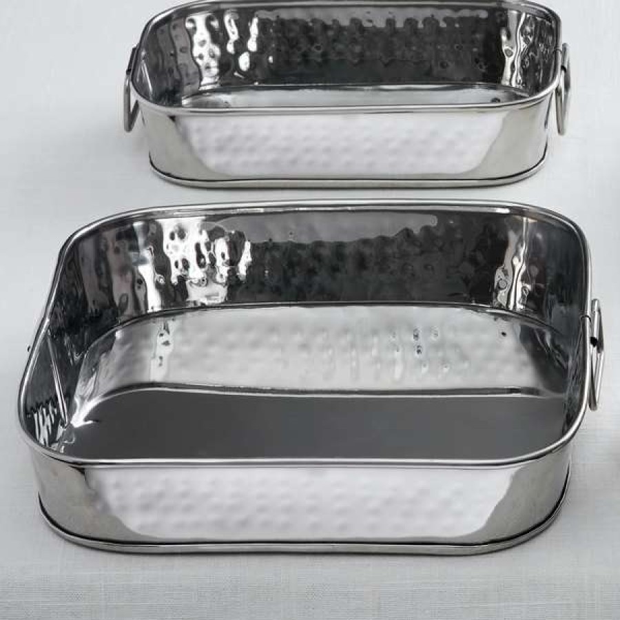 Metal Serving And Display Platters / Trays * American Metalcraft Sht10 10 1/4 X 10 1/4 Silver Mirror Finish Hammered Stainless Steel Square Food Serving Tub