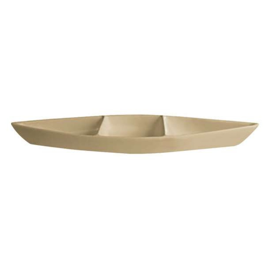 Metal Serving And Display Platters / Trays * Get Enterprises G.E.T. Enterprises Bt319Lt Bugambilia 6.9 Qt. Classic Textured Finish Latte Resin-Coated Aluminum Deep Boat With Dividers