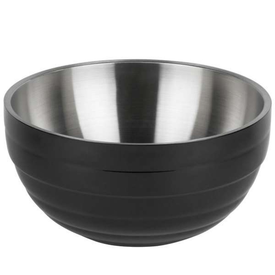 Metal Bowls * Vollrath 4659160 Double Wall Round Beehive 3.4 Qt. Serving Bowl Black Black