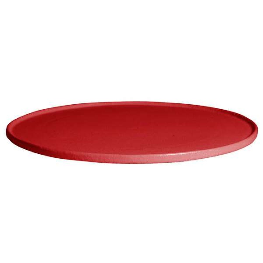 Metal Serving And Display Platters / Trays * Get Enterprises G.E.T. Enterprises Dr204-Mod-Cb Bugambilia 17 3/4 Smooth Mod Finish Cranberry Resin-Coated Aluminum Deep Large Round Disc With Rim