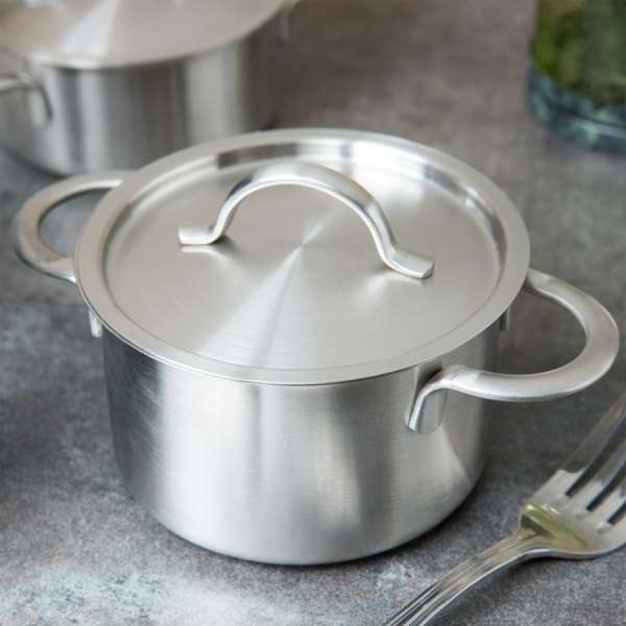 Metal Bowls * Get Enterprises Clipper Mill By Get 4-80999 6 1/2 X 2 1/2 Stainless Steel Mini Bistro Serving Pot With Satin Finish And Lid