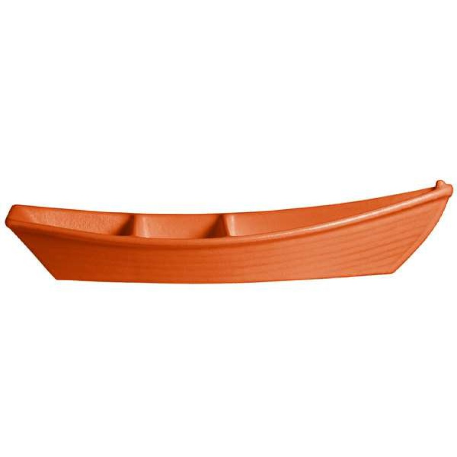 Metal Serving And Display Platters / Trays * Get Enterprises G.E.T. Enterprises Bt320Tg Bugambilia 3.6 Qt. Classic Textured Finish Tangerine Resin-Coated Aluminum Deep Boat With Dividers