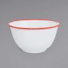 Enamelware * Crow Canyon Home V23Red Vintage 4 Qt. White Round Enamelware Footed Bowl With Red Rolled Rim