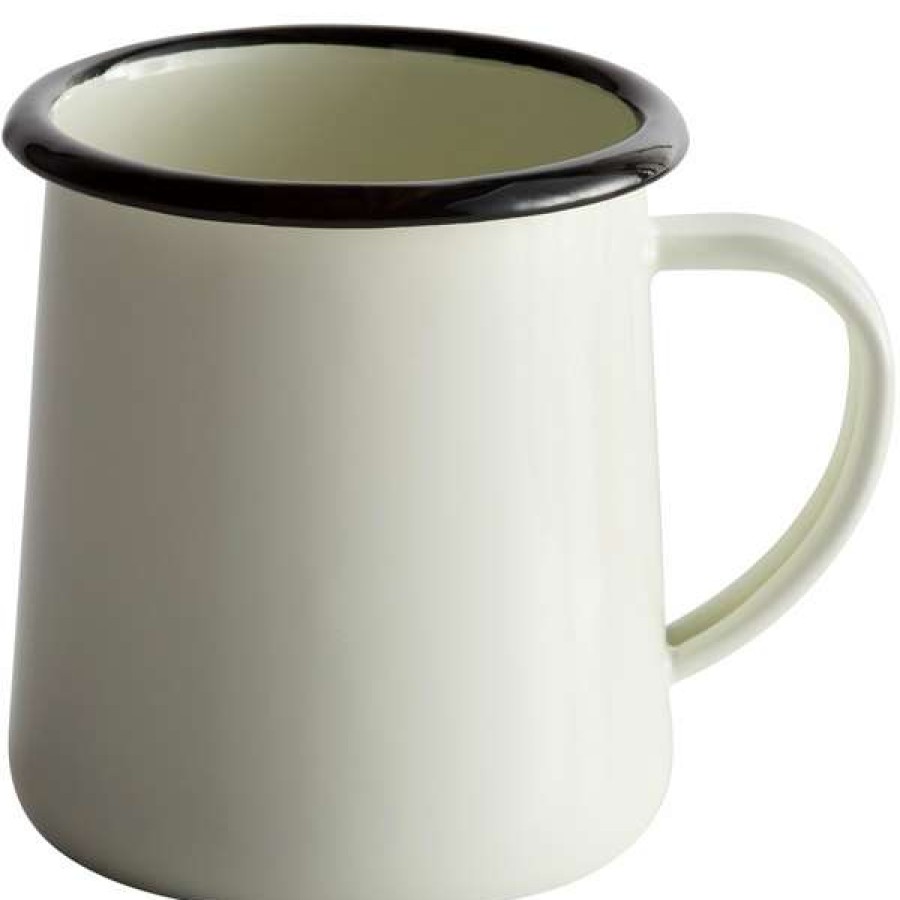 Enamelware * Tablecraft 80009 Enamelware 12 Oz. Black And White Rolled Rim Mug