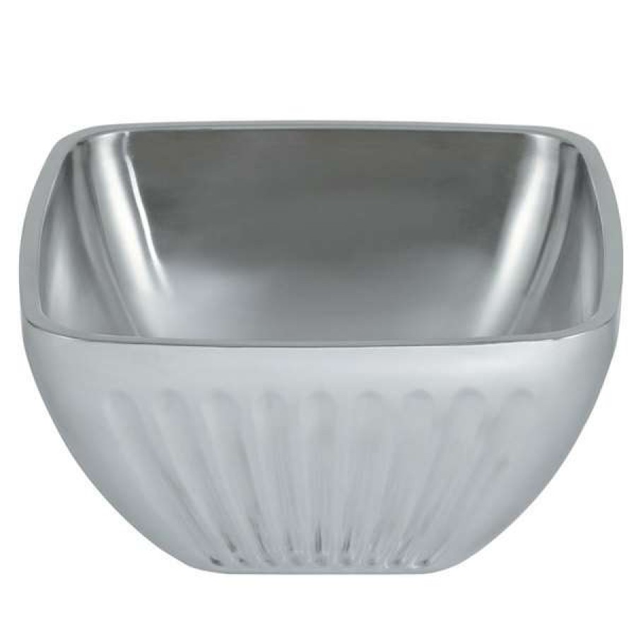 Metal Bowls * Vollrath 47683 Fluted Double Wall Square 5.2 Qt. Serving Bowl