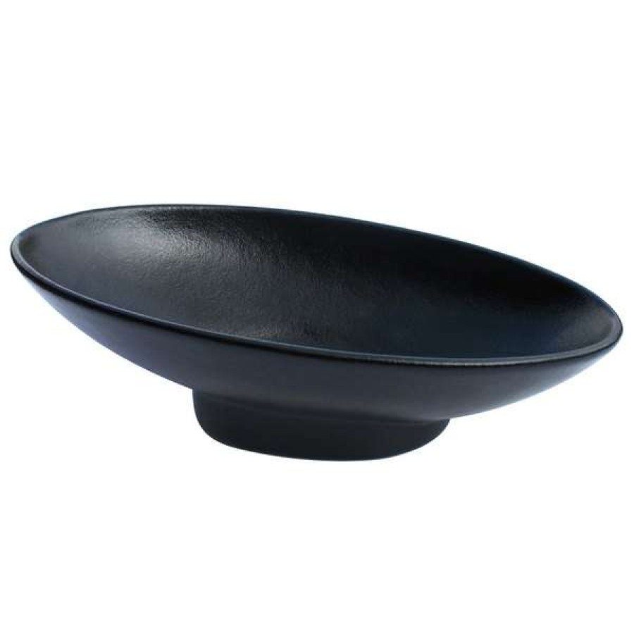 Metal Bowls * Get Enterprises G.E.T. Enterprises Bo204-Mod-Bb Bugambilia 1.4 Qt. Smooth Mod Finish Black Resin-Coated Aluminum Deep Large Oval Sphere