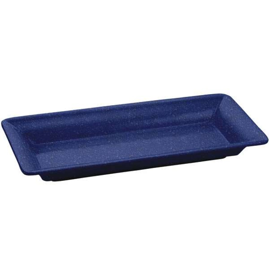 Metal Serving And Display Platters / Trays * Tablecraft Professional Bakeware Tablecraft Cw2100Bs Blue Speckle 18 X 9 Cast Aluminum Small Rectangle Platter