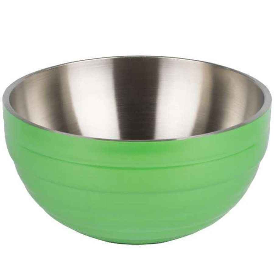 Metal Bowls * Vollrath 4659235 Double Wall Round Beehive 6.9 Qt. Serving Bowl Green Apple