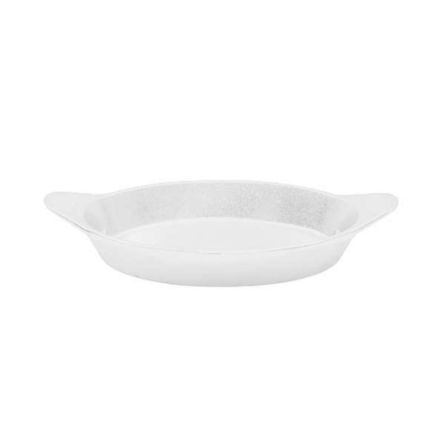 Metal Bowls * Tablecraft Professional Bakeware Tablecraft Cw1725W 16 Oz. White Cast Aluminum Oval Server With Shell Handles