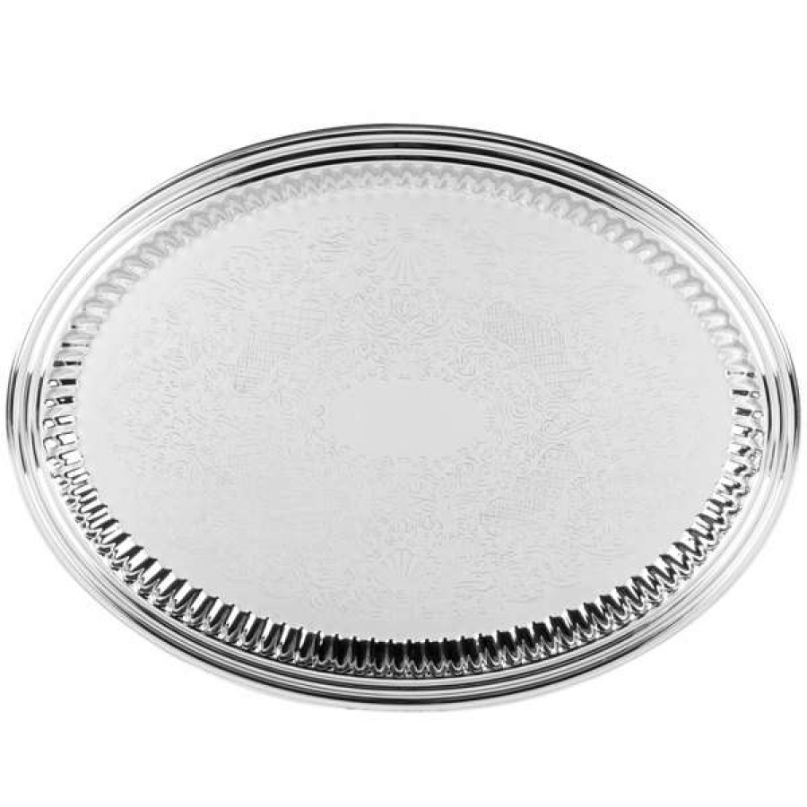 Metal Serving And Display Platters / Trays * Vollrath 82172 Esquire 17 1/2 X 13 Oval Fluted Stainless Steel Tray