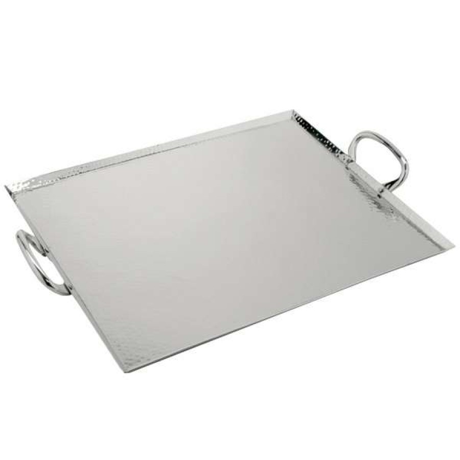 Metal Serving And Display Platters / Trays * Get Enterprises Get Sstpd-1915-Mp Hammersmyth 19 X 15 Mirror Polish Hammered Finish Stainless Steel Serving Tray