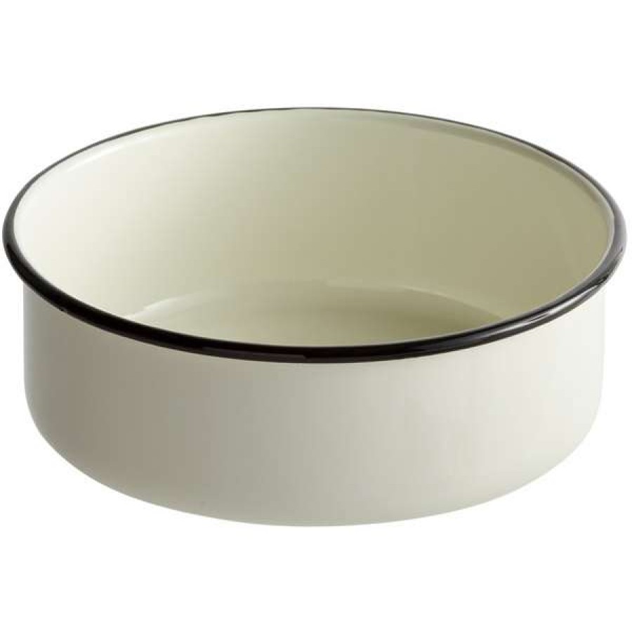 Enamelware * Tablecraft 80016 Enamelware 56 Oz. Black And White Rolled Rim Round Round Bowl