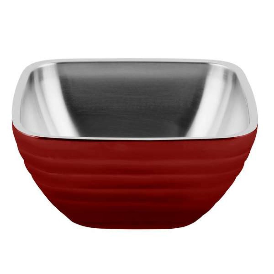 Metal Bowls * Vollrath 4763415 Double Wall Square Beehive 3.2 Qt. Serving Bowl Dazzle Red