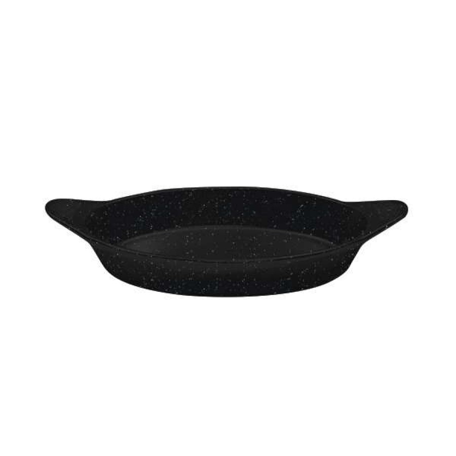 Metal Bowls * Tablecraft Professional Bakeware Tablecraft Cw1725Ms 16 Oz. Midnight Speckled Cast Aluminum Oval Server With Shell Handles