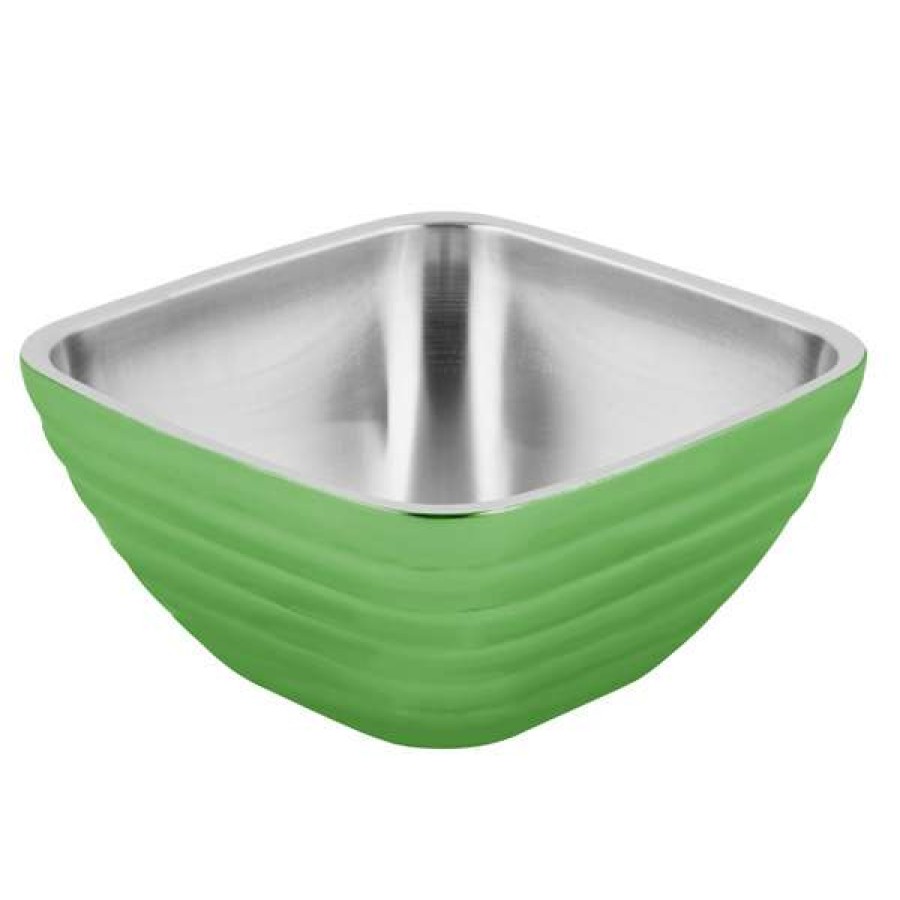 Metal Bowls * Vollrath 4763735 Double Wall Square Beehive 8.2 Qt. Serving Bowl Green Apple