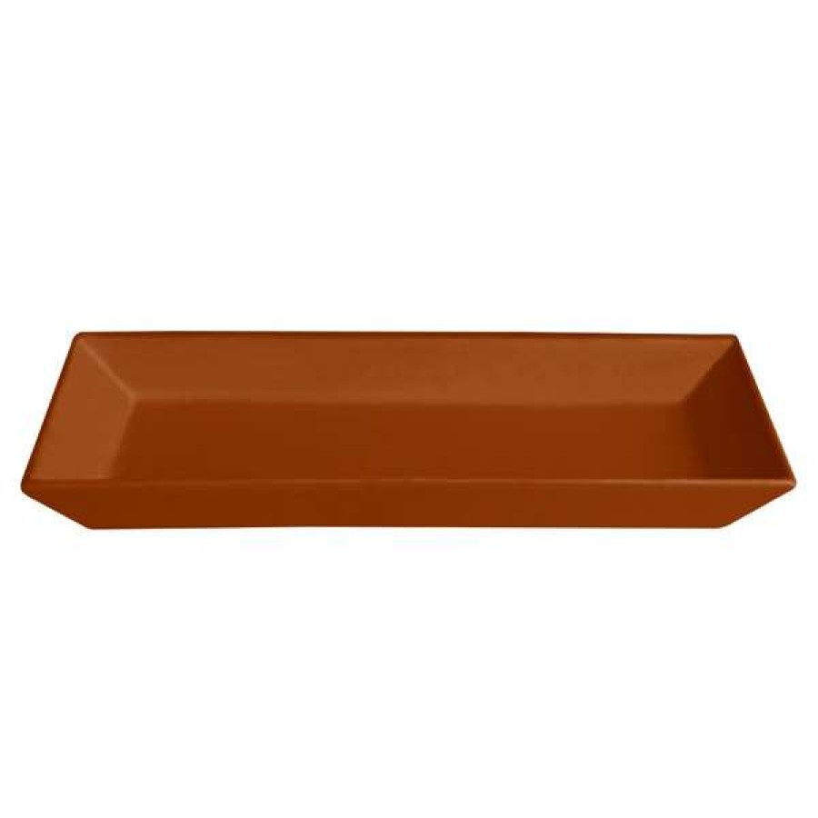 Metal Serving And Display Platters / Trays * Get Enterprises G.E.T. Enterprises Buds13Br Bugambilia 17 X 8 1/8 Classic Textured Finish Brick Resin-Coated Aluminum Medium Deep Rectangular Platter