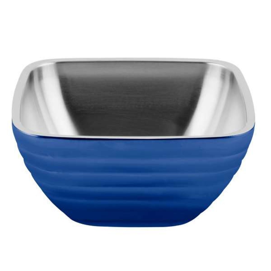 Metal Bowls * Vollrath 4763225 Double Wall Square Beehive 1.8 Qt. Serving Bowl Cobalt Blue