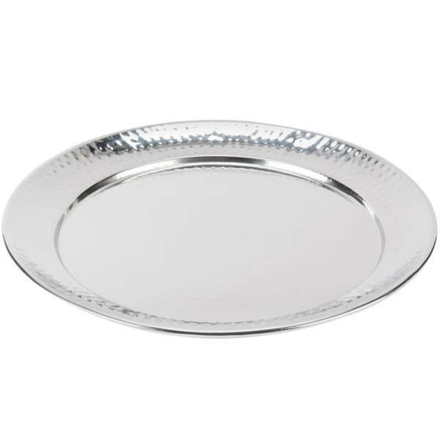 Metal Serving And Display Platters / Trays * American Metalcraft Hmrst1801 18 1/2 Round Hammered Stainless Steel Tray