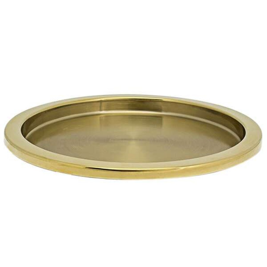 Metal Serving And Display Platters / Trays * Front Of The House 14 Round Matte Brass Finish Brushed Stainless Steel Tray 4/Case