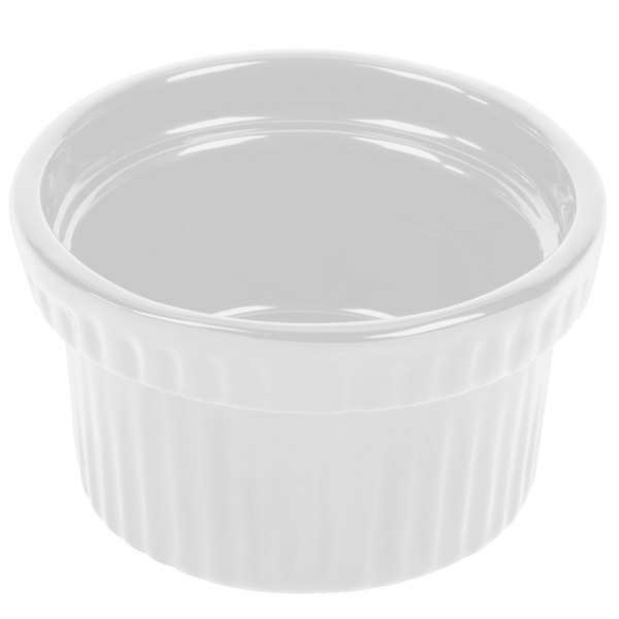 Metal Bowls * Tablecraft Professional Bakeware Tablecraft Cw1610W 10.5 Oz. White Cast Aluminum Souffle Bowl With Ridges