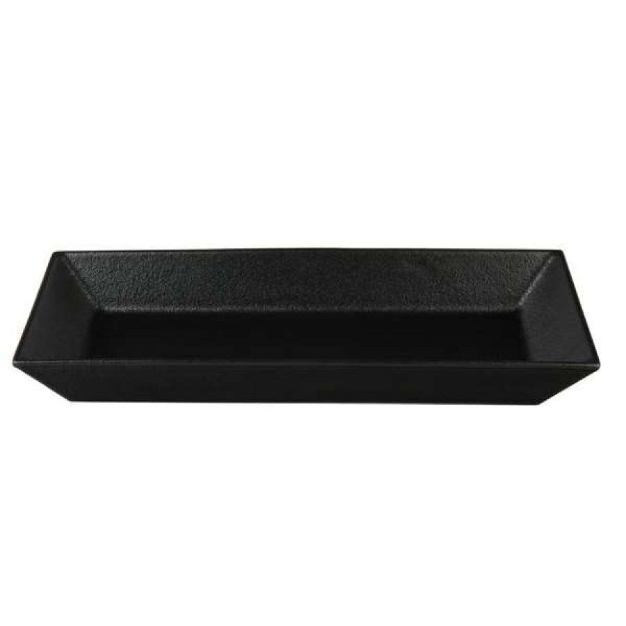 Metal Serving And Display Platters / Trays * Get Enterprises G.E.T. Enterprises Bud13Bb Bugambilia 19 11/16 X 8 1/8 Classic Textured Finish Black Resin-Coated Aluminum Deep Rectangular Platter