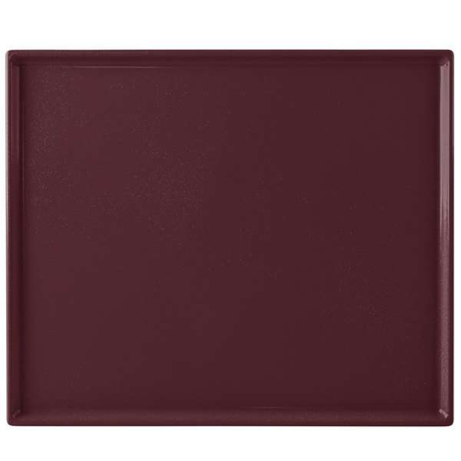 Metal Serving And Display Platters / Trays * Tablecraft Professional Bakeware Tablecraft Cw2112Mrs 12 7/8 X 10 1/2 X 3/8 Maroon Speckle Cast Aluminum Rectangular Cooling Platter