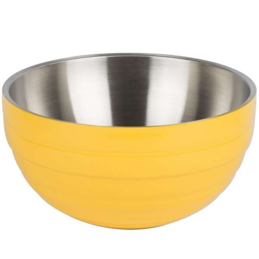 Metal Bowls * Vollrath 4656945 Double Wall Round Beehive 10 Qt. Serving Bowl Nugget Yellow