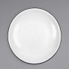 Enamelware * Crow Canyon Home V123Bla Vintage 8 White Coupe Enamelware Plate With Black Rolled Rim