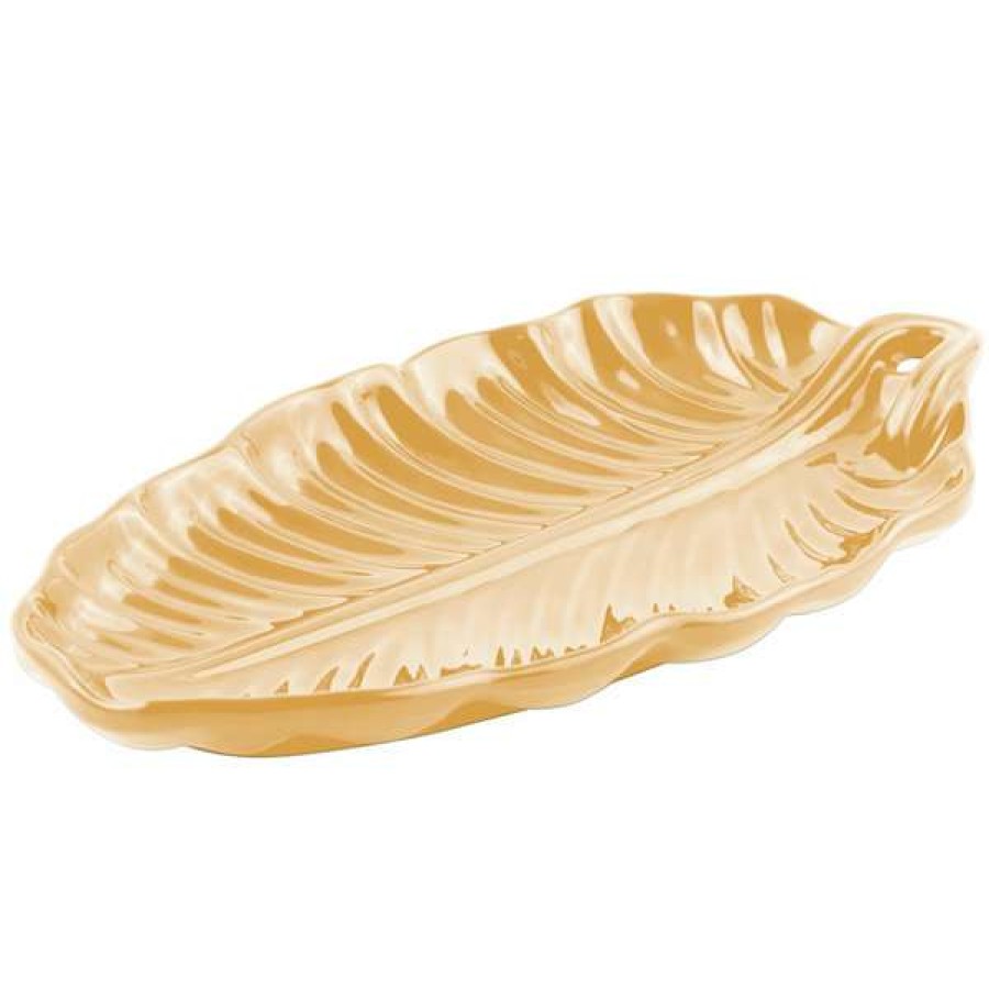 Metal Serving And Display Platters / Trays * Bon Chef 9802 19 1/2 X 11 Ginger Sandstone Finish Cast Aluminum Leaf Platter