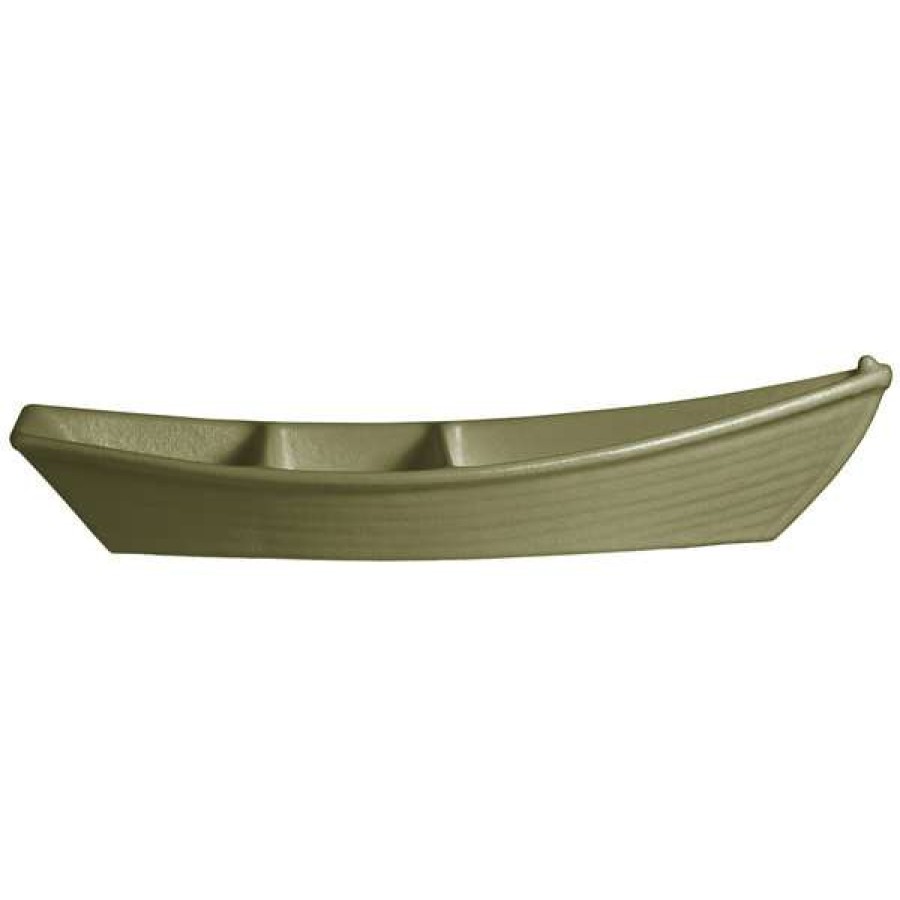 Metal Serving And Display Platters / Trays * Get Enterprises G.E.T. Enterprises Bt320Wg Bugambilia 3.6 Qt. Classic Textured Finish Willow Green Resin-Coated Aluminum Deep Boat With Dividers