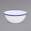 Enamelware * Crow Canyon Home V17Blu Vintage 20 Oz. White Round Enamelware Bowl With Blue Rolled Rim