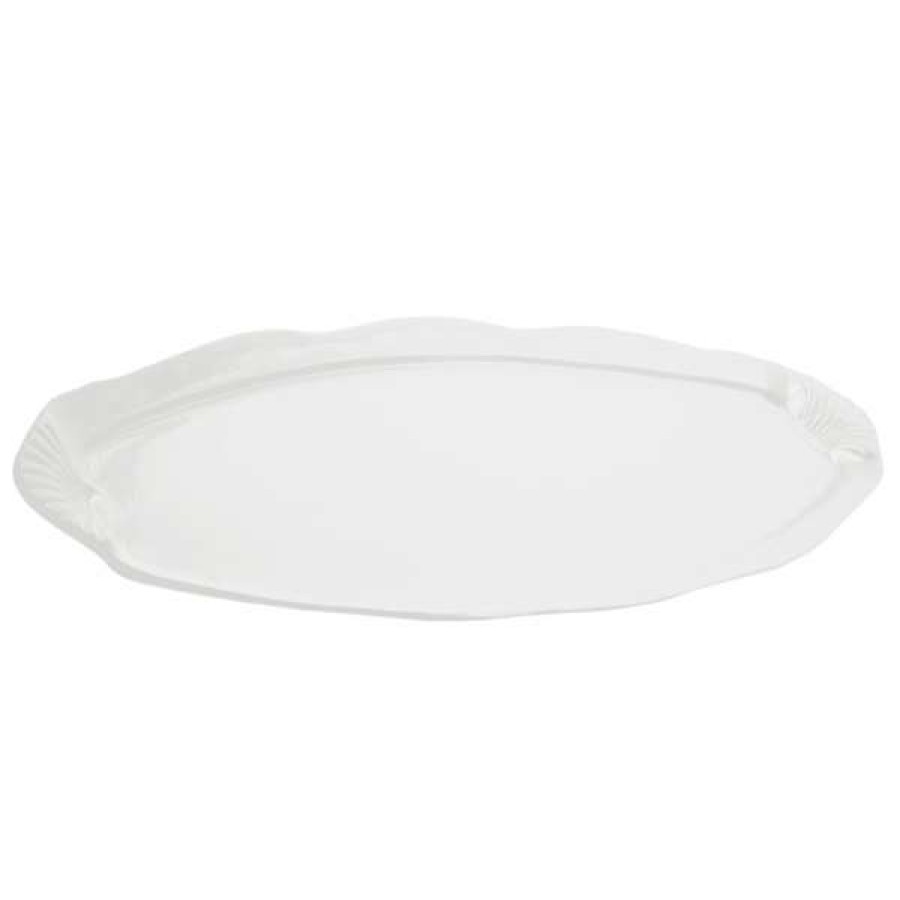 Metal Serving And Display Platters / Trays * Bon Chef 2065 28 X 12 White Sandstone Finish Cast Aluminum Shell And Fish Platter