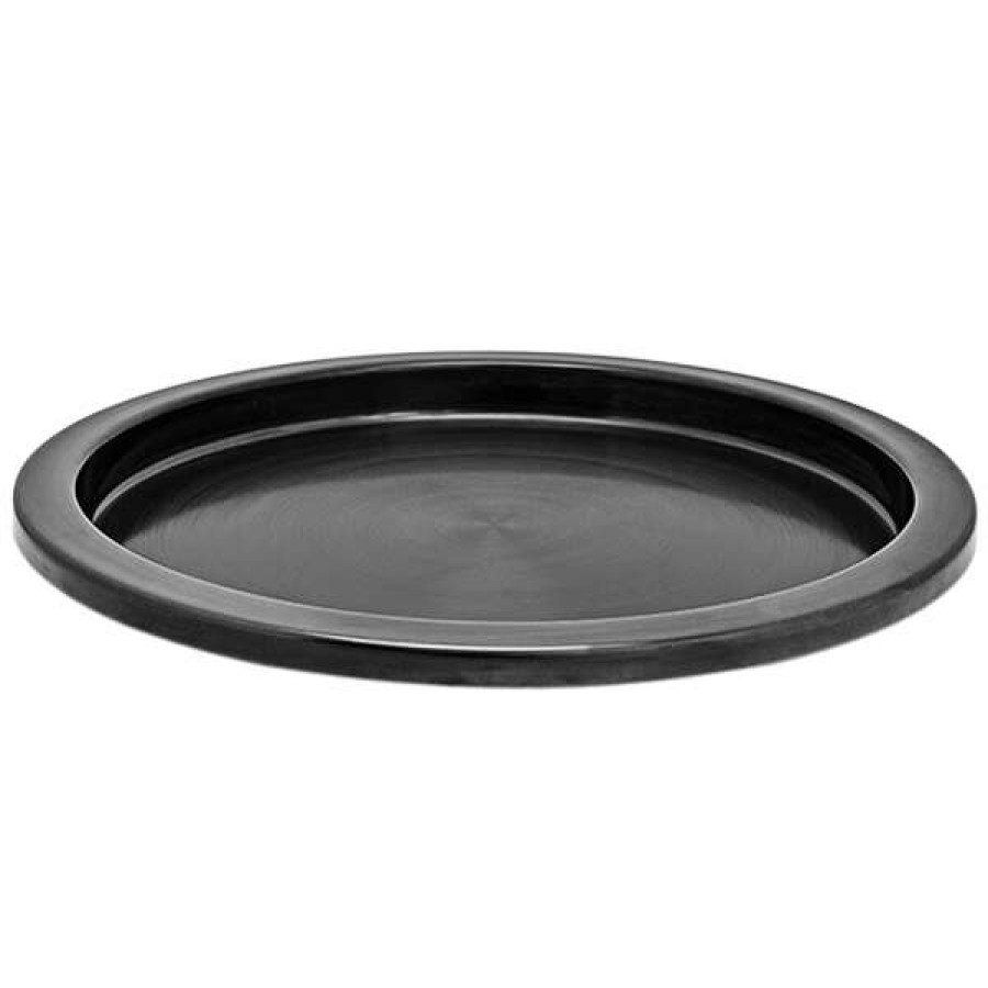 Metal Serving And Display Platters / Trays * Front Of The House 14 Round Matte Black Finish Brushed Stainless Steel Tray 4/Case