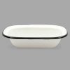 Enamelware * Tablecraft 80013 Enamelware 18 Oz. Black And White Rolled Rim Rectangular Bowl