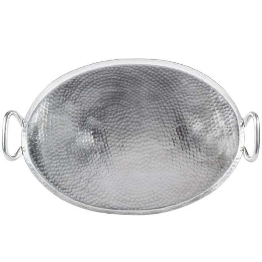 Metal Serving And Display Platters / Trays * American Metalcraft G23 23 3/4 X 13 3/4 Oval Hammered Stainless Steel Griddle