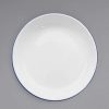 Enamelware * Crow Canyon Home V114Blu Vintage 10 1/2 White Round Enamelware Deep Coupe Pasta Plate With Blue Rolled Rim