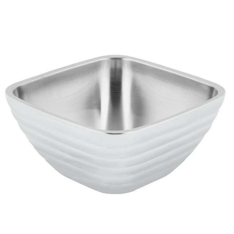 Metal Bowls * Vollrath 4763750 Double Wall Square Beehive 8.2 Qt. Serving Bowl Pearl White