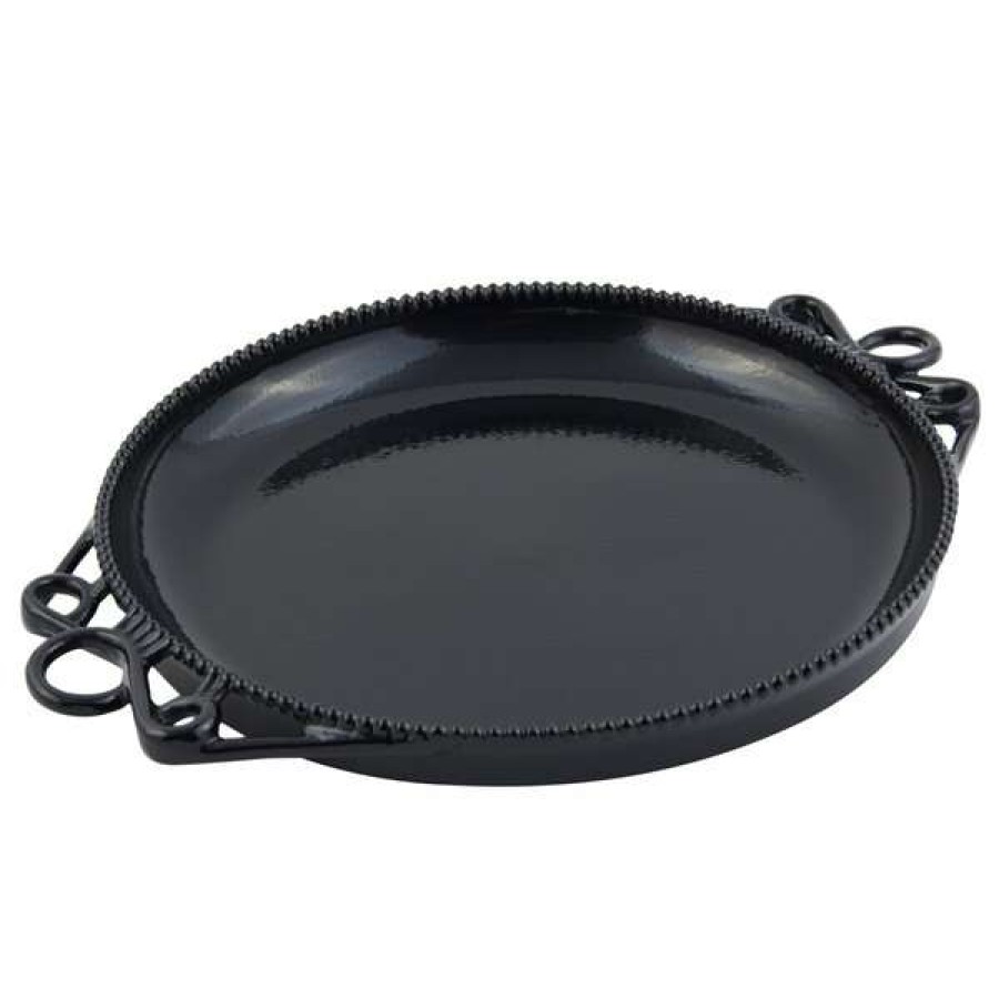 Metal Serving And Display Platters / Trays * Bon Chef 2107Blk Bolero 16 Diameter Black Sandstone Finish Cast Aluminum Platter