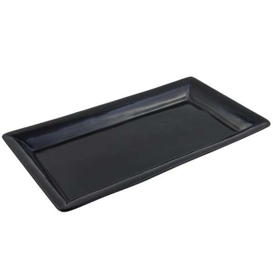 Metal Serving And Display Platters / Trays * Bon Chef 5057 19 X 10 Black Sandstone Finish Cast Aluminum Display Pan