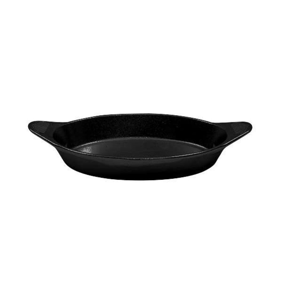 Metal Bowls * Tablecraft Professional Bakeware Tablecraft Cw1725Bk 16 Oz. Black Cast Aluminum Oval Server With Shell Handles