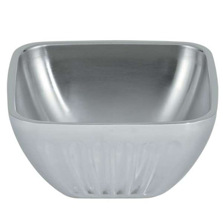 Metal Bowls * Vollrath 47681 Fluted Double Wall Square 1.8 Qt. Serving Bowl