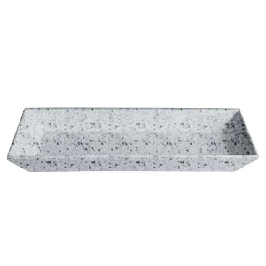 Metal Serving And Display Platters / Trays * Get Enterprises G.E.T. Enterprises Buds13G Bugambilia 17 X 8 1/8 Classic Textured Finish Grey Granite Resin-Coated Aluminum Medium Deep Rectangular Platter